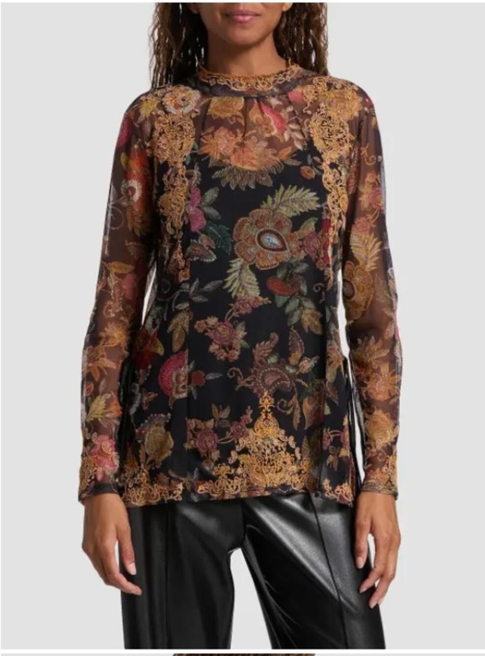 JOHNNY WAS Francisca Mesh Blouse Color Lowri Size Small NWT
